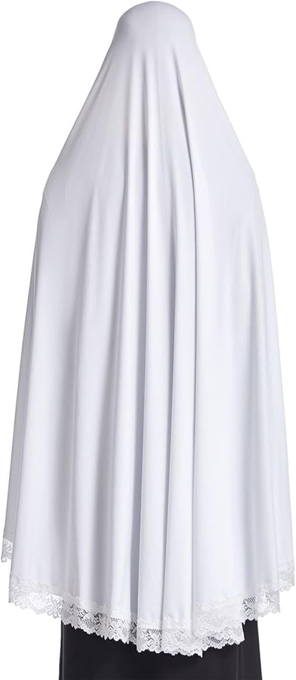 Muslim Women'S Instant Big Hijab Jersey Turbans Khimar Abaya Soft Prayer Scarf, 1Pc Lace