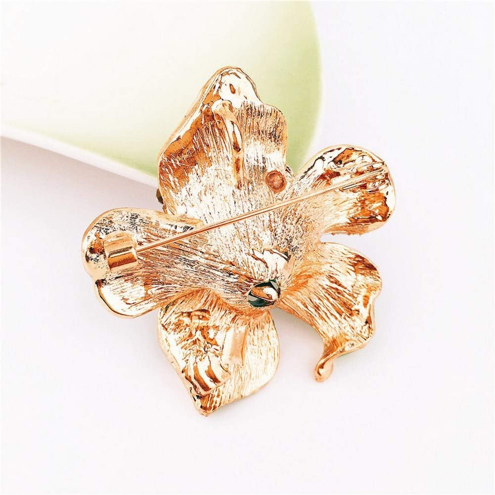 Fashion Enamel Lapel Pin Lily Flower Brooch Pins,Broaches and Pins for Women Crystal Diamond Alloy Plating White