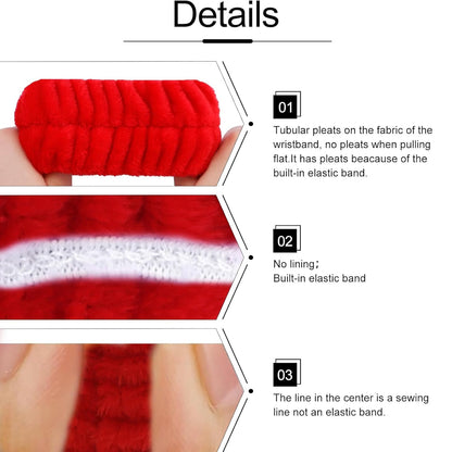 6 Pack Hairband, Makeup Headband, Face Wash Headband, Skincare Headbands, Red Microfiber Hair Band with Bow Tie Spa Headband for Washing Face Wristband Set Hair Accessories for Women