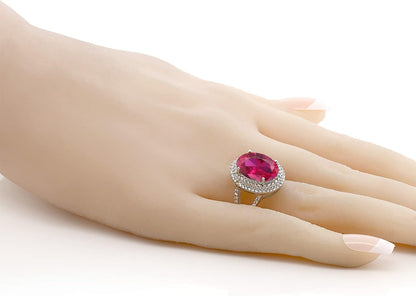 5-10 Cttw Gemstone Birthstone Ring for Women | 925 Sterling Silver | Oval 14X10MM | Wedding Engagement Anniversary Promise Ring for Women | Available in Size 5, 6, 7, 8, 9