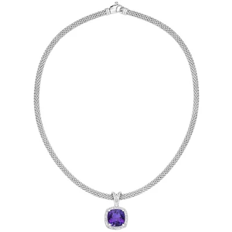 Amethyst and White Topaz Necklace in Italian Sterling Silver - WORLD TIME VISITS