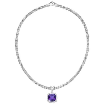 Amethyst and White Topaz Necklace in Italian Sterling Silver - WORLD TIME VISITS