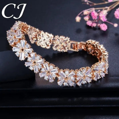CANDICE Luxury Bridal White Gold Plated Jewelry Top Quality AAA+ Cubic Zirconia Wedding Bracelet Bangle for Bride - WORLD TIME VISITS