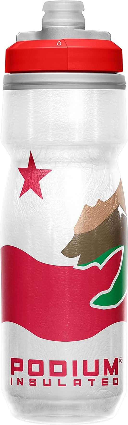 Podium Chill Insulated Bike Water Bottle - Easy Squeeze Bottle - Fits Most Bike Cages - 21Oz, California - WORLD TIME VISITS