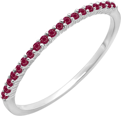 round Ruby Dainty Half Eternity Style Wedding Band for Women | Available in 10K/14K/18K Gold