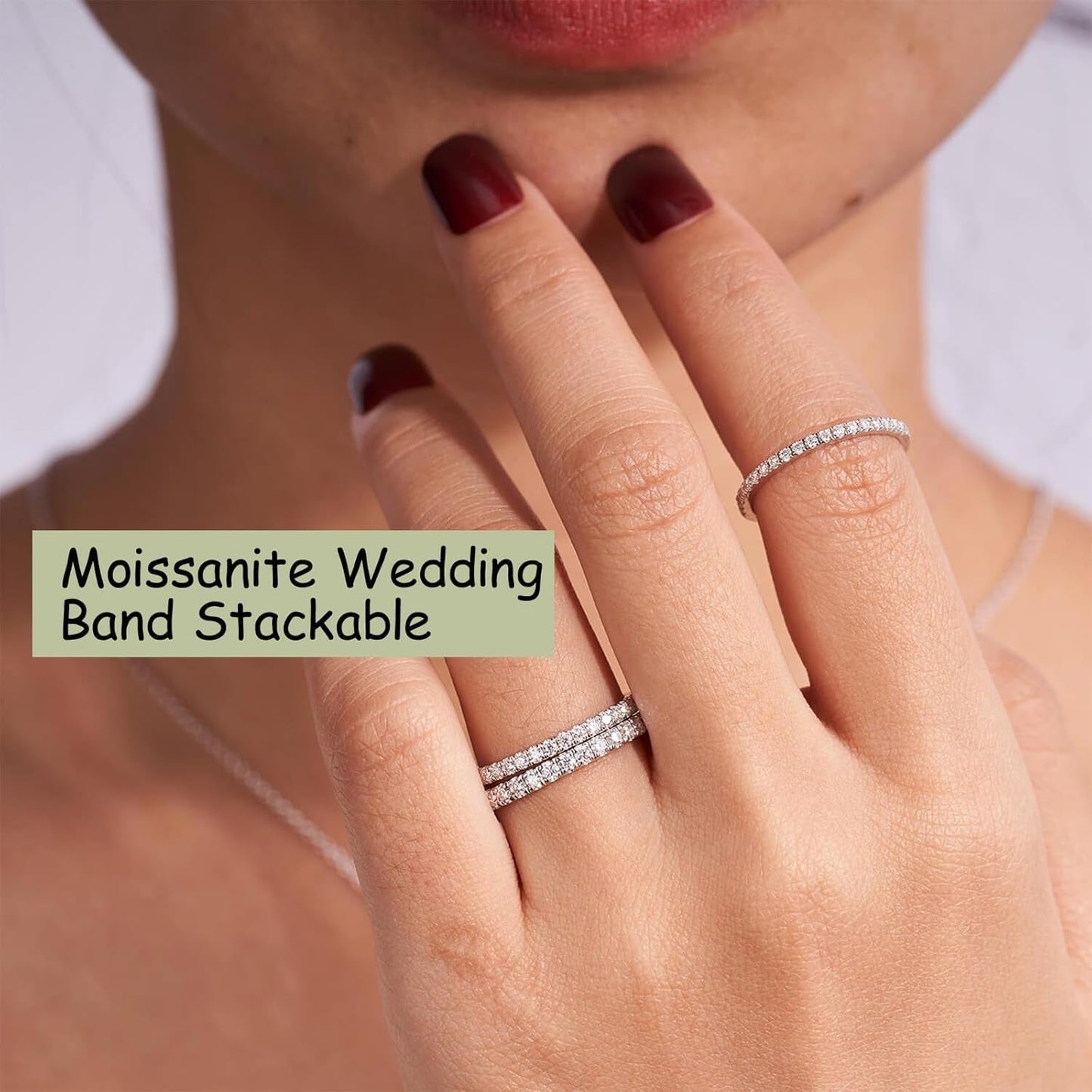 Moissanite Wedding Band for Women Half Eternity 925 Sterling Silver 0.3Ct DEF Color VVS Lab Created Moissanite Thin Real Moissanite Anniversary Engagement Bands Ring Size 4-11