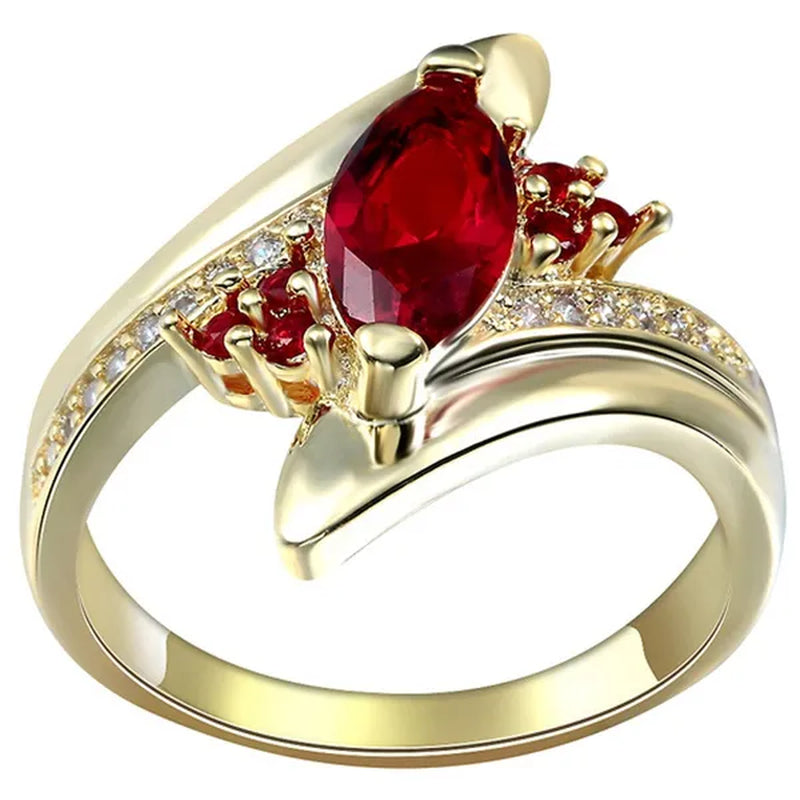 Size 6 7,8,9 ,10 Jewelry Women's Blue Sapphire 18K Golden Plated Ring Gift (Choice Color and Size )