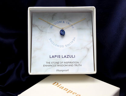 [Premium Gemstone] Lapis Lazuli Necklace, Best Friend Necklace, Gemstone Necklace, Friendship Necklace, Gold Dainty Necklace, February Birthstone, Natural Stone, Healing Crystal, Lapis Lazuli - WORLD TIME VISITS