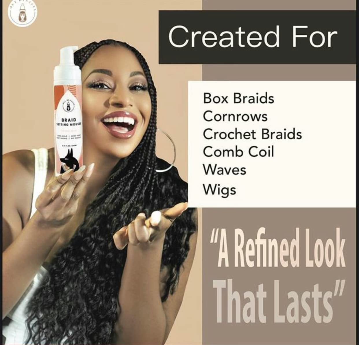 Moose Hair Setting Lotion Foam for Box Braids and Long-Lasting Hold - Professional Braiding Sealer Mousse for Black Women, 8.4Oz/250Ml