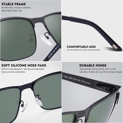Metal Mens Sunglasses Polarized UV400 Protection for Driving Fishing Hiking Golf Everyday Use CA5225