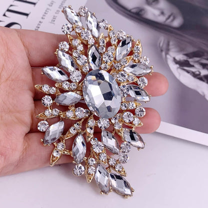 Big Large Leaf Brooches and Pins Scarf Decoration Gold Tone
