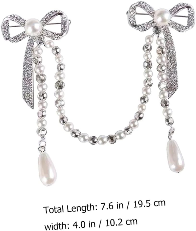 Brooch Pin for Women Elegant Lady Pin Brooch Pearl and Diamond Tassel Brooch Chain Accessory for Dresses Coats and Shawls