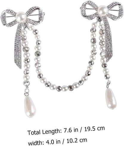 Brooch Pin for Women Elegant Lady Pin Brooch Pearl and Diamond Tassel Brooch Chain Accessory for Dresses Coats and Shawls
