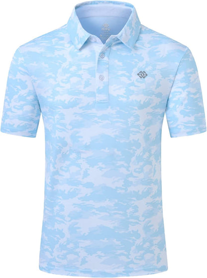 Men'S Camo Polo Golf Shirt Hiking Dry Fit Short Sleeve T-Shirts Pique Collared Polo Jersey