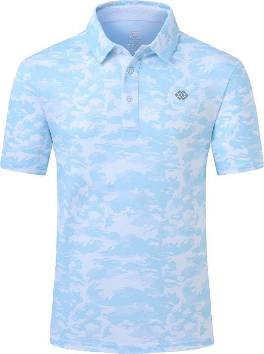 Men'S Camo Polo Golf Shirt Hiking Dry Fit Short Sleeve T-Shirts Pique Collared Polo Jersey