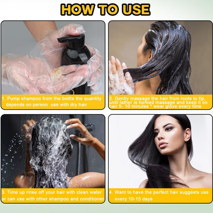Hair Dye Shampoo 3 in 1 for Gray Hair, Herbal Ingredients Natural Shampoo Hair Dye for Women Men (Black)