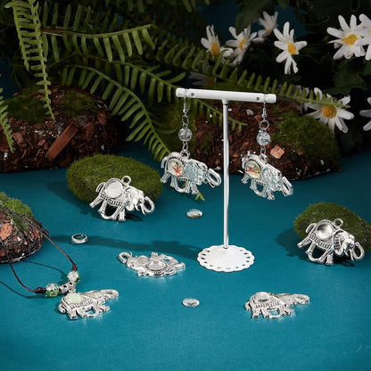 40Pcs Elephant Pendant Trays, 20Pcs Animal Photo Charms Blank Bezel with 20Pcs Transparent Glass Cabochon Dome Tiles Memorial Photo Pendant for Seaside Wedding Graduation Jewelry Making - WORLD TIME VISITS