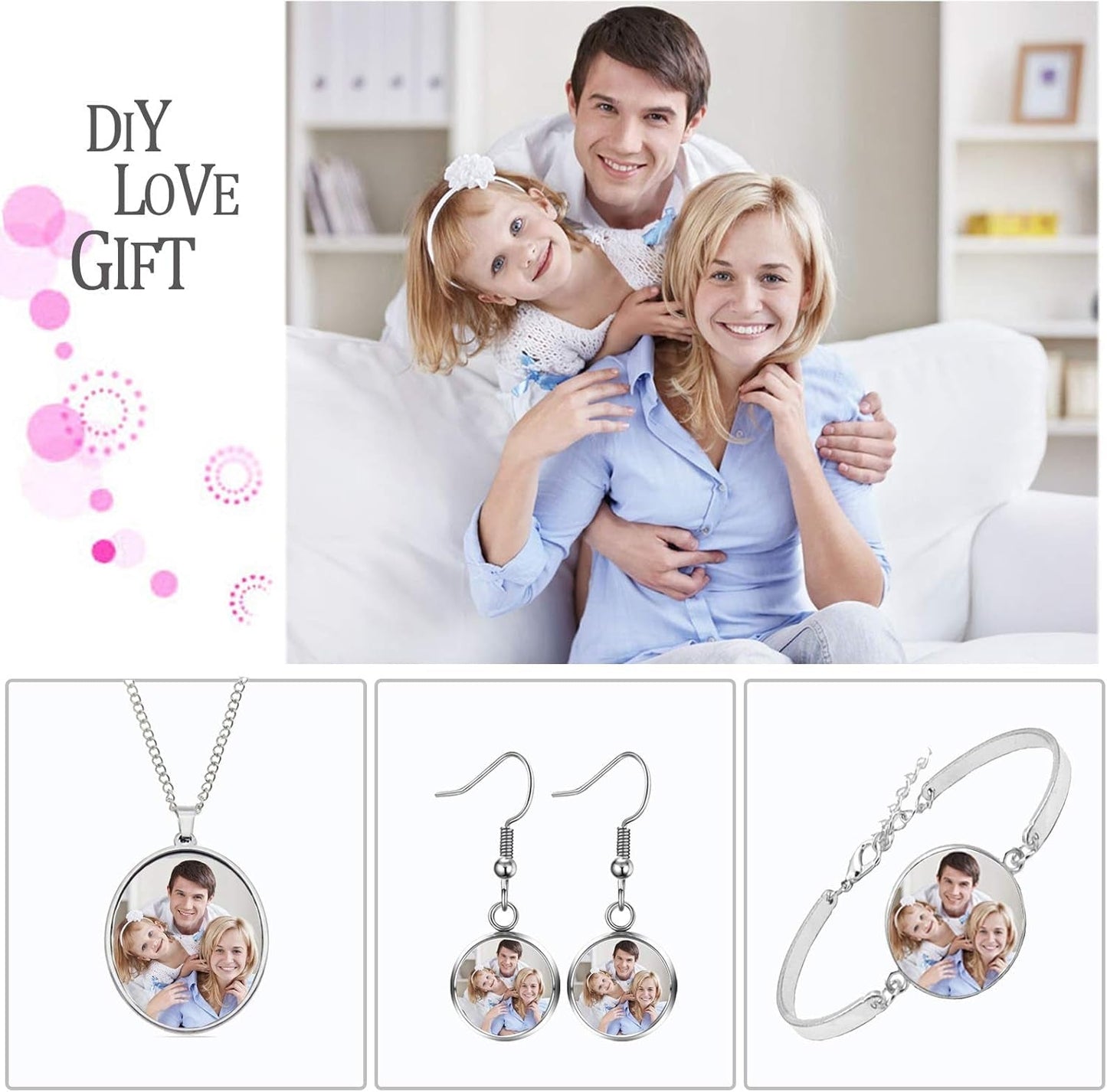 40Pcs Pendant Trays Set, Including 5Pcs Pendant Trays Necklace, 5Pcs Bracelet Bezel Settings, 10Pcs Glass Cabochons Earrings, 20Pcs Glass Dome Cabochon for DIY Jewelry Making