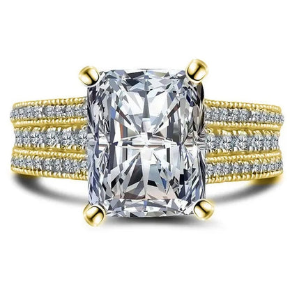 Fashion Bride Jewelry Gorgeous 925 Sterling Silver White Sapphire Eternal Diamond Ring Female Wedding Proposal Engagement Anniversary Party Accessories Gift Promise Rings Size 4-12 Bague Femme
