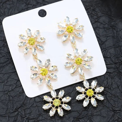 1 Pair Fashion Crystal Rhinestone Drop Earrings for Women Citrine Jewelry