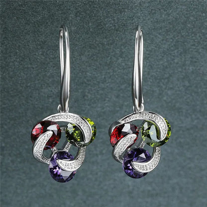 2020 New Fashion Mysterious Amethyst Peridot Ruby Drop Pendant Earrings Sterling Silver 925 Chic Diamond Charm Jewelry Surprise Gift