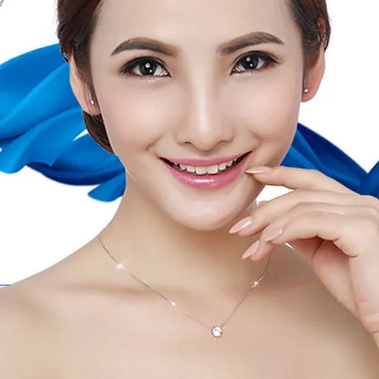 Women Simple Trendy Zircon Rhinestone Choker Necklace Shine Diamond Silver Chain Jewelry