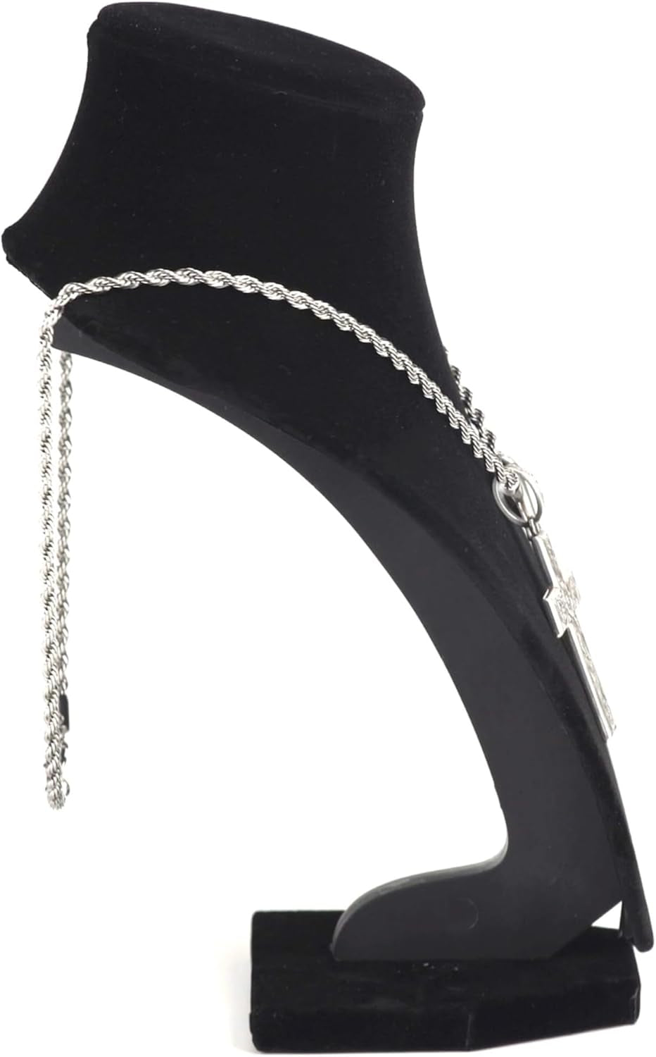Twister Cross & Feather Necklace, Silver, 24” Chain