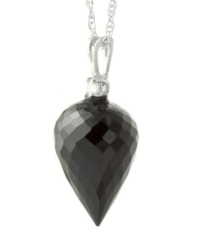 14K 16" White Gold Necklace with Diamond and Briolette Black Spinel