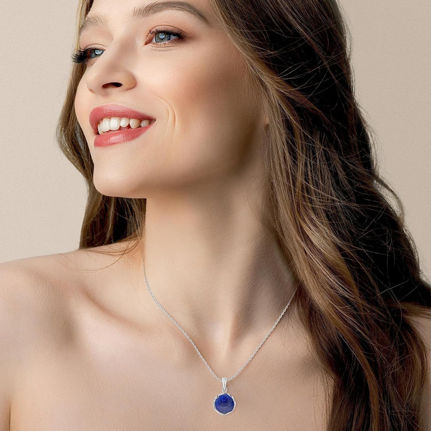 925 Sterling Silver Lapis Lazuli Necklace Women - Lapis Lazuli Pendant Necklace Silver- December Birthstone Necklace - Silver Jewelry for Women- Minimalist Jewelry- Birthstone Necklaces