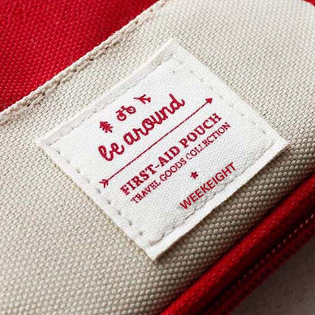Portable Medical Bag,  Small Volume Emergency Survival Drug Storage First-Aid Kit Outdoor Treatment Home Rescue Packet Aid Outfit (Red, L)