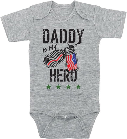 Teenow - Daddy Is My Hero (Custom Color All Branches) - US Military Inspired Baby Infant Bodysuit - Boy/Girl