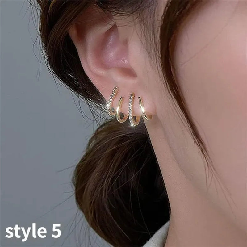 Gold Hoop Earrings for Women 14K Gold Plated Earrings Silver Cubic Zirconia Statement Hoop Earrings