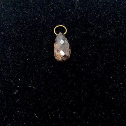 0.79Cts Champagne Diamond 18K Briolette Pendant |6.75X3.75X2.75Mm and 3Mm Loop |