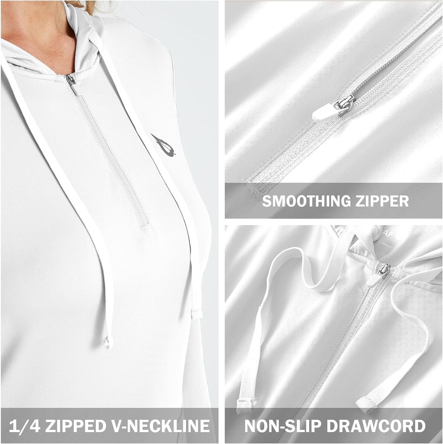 Women'S Long Sleeve Zip Beach Coverup UPF 50+ Sun Protection Hooded Cover up Shirt Dress with Pockets
