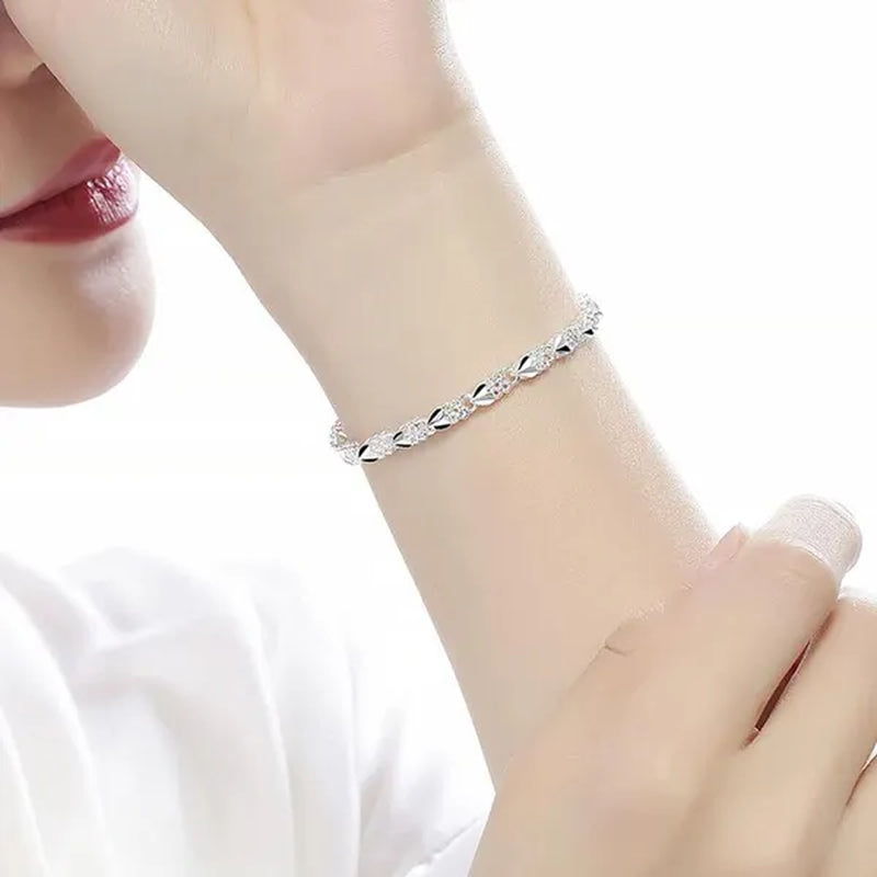 925 Sterling Silver Bracelet for Women Silver Bracelet Four-Leaf Clover Jewelry Friendship Bracelets Lucky Cute Bracelets