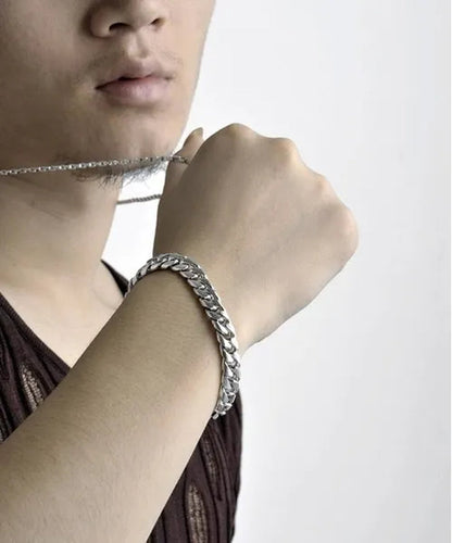 Men's 925 Sterling Silver Bracelet 10MM Classic Original Silver Cuban Chain Solid Silver Bracelet Rapper 2020 New 925 Sterling Silver Fashion Bracelet