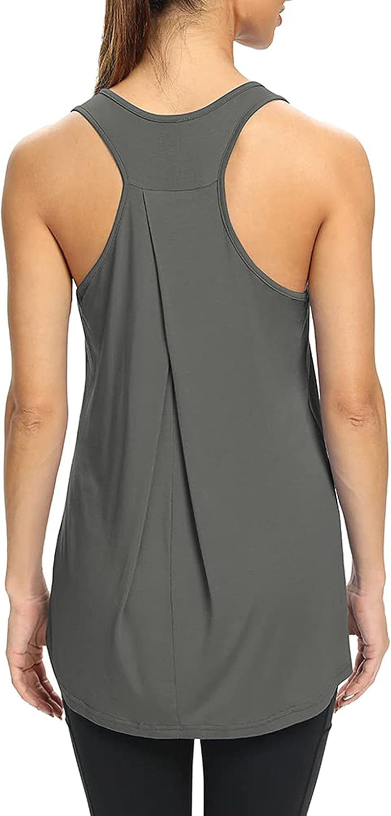 Workout Yoga Athletic Shirts Racerback Long Tank Tops Loose Fit for Women - WORLD TIME VISITS