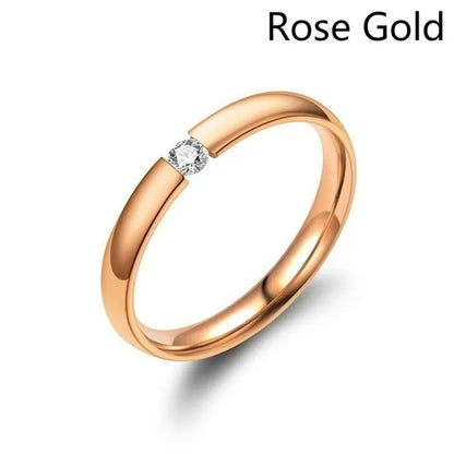Fashion Stainless Steel Couple Ring Micro-Set Zircon Ring Simple Titanium Steel Cubic Zirconia Rings for Women