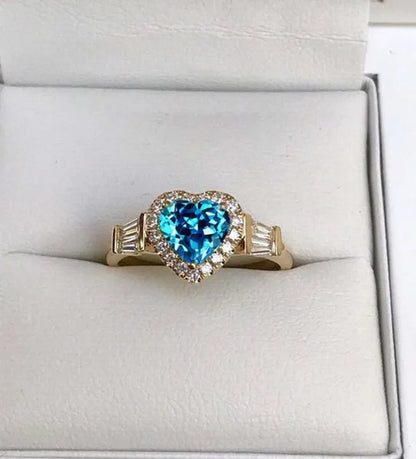 Elegant Noble Women Fashion Heart Ring Delicate Princess Proposal Engagement Ring Anniversary Banquet Birthday Gift Romantic Bridal Wedding Eternity Jewelry Ring Size 5-11
