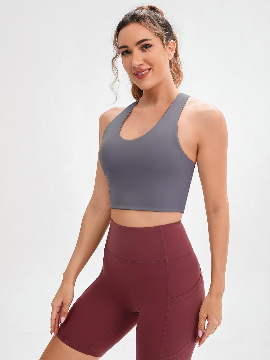 Sports Bras for Women Criss-Cross Back Padded Workout Tank Tops Medium Support Crop Tops for Women - WORLD TIME VISITS