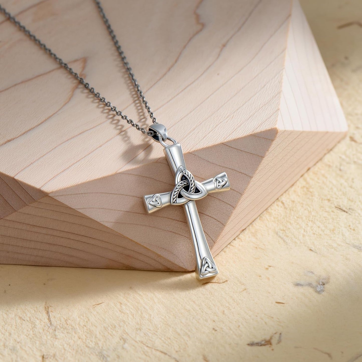 925 Sterling Silver Cross Necklace for Women - Trinity Celtic Knot Cross Heart Christian Pendant Necklace Dainty Fine Jewelry for Grandma Mom - 18" with 2" Extender