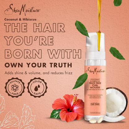 Coconut & Hibiscus Frizz-Free Curl Mousse - 7.5 Fl Oz,7.5 Oz (290612 )