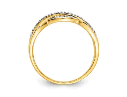 1/8 Carat (ctw) Diamond Woven Ring in 14K Yellow Gold Gold (SIZE 7)