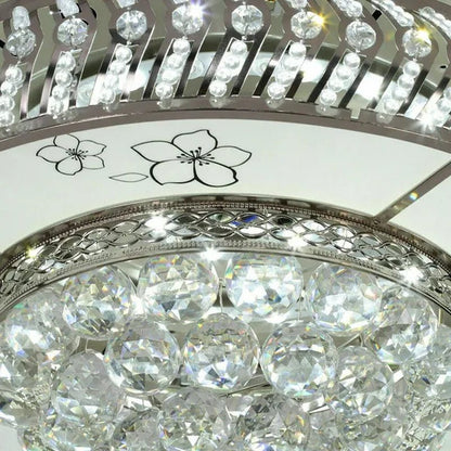 42" Invisible Ceiling Fan Light K9 Crystal LED Chandelier Retractable Blade Light with Remote Control