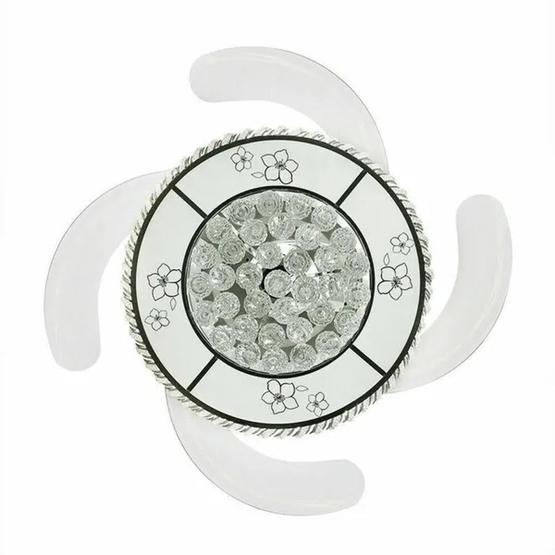 42" Invisible Ceiling Fan Light K9 Crystal LED Chandelier Retractable Blade Light with Remote Control