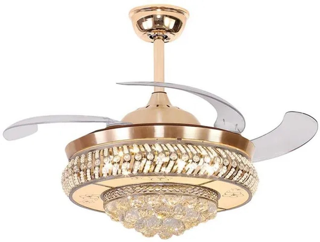42" Modern Luxury Invisible Dimmable Chandelier Fan with Remote Control Retractable Blades 3 Speeds - WORLD TIME VISITS