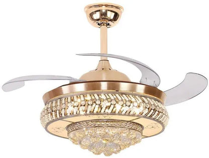 42" Modern Luxury Invisible Dimmable Chandelier Fan with Remote Control Retractable Blades 3 Speeds - WORLD TIME VISITS