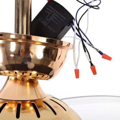 42" Modern Luxury Invisible Dimmable Chandelier Fan with Remote Control Retractable Blades 3 Speeds