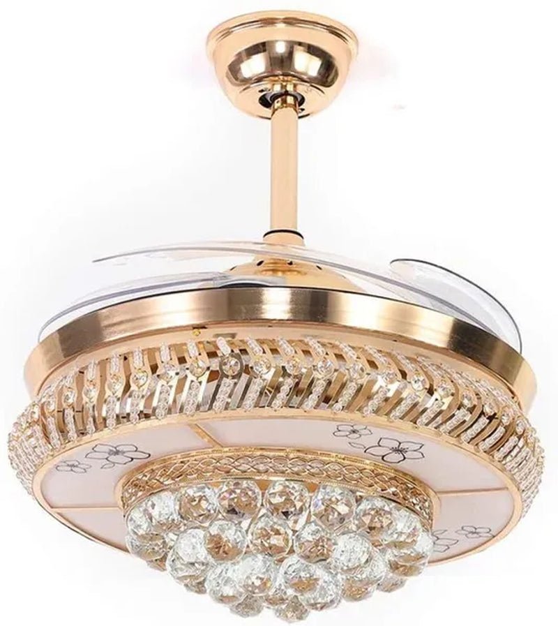 42" Modern Luxury Invisible Dimmable Chandelier Fan with Remote Control Retractable Blades 3 Speeds