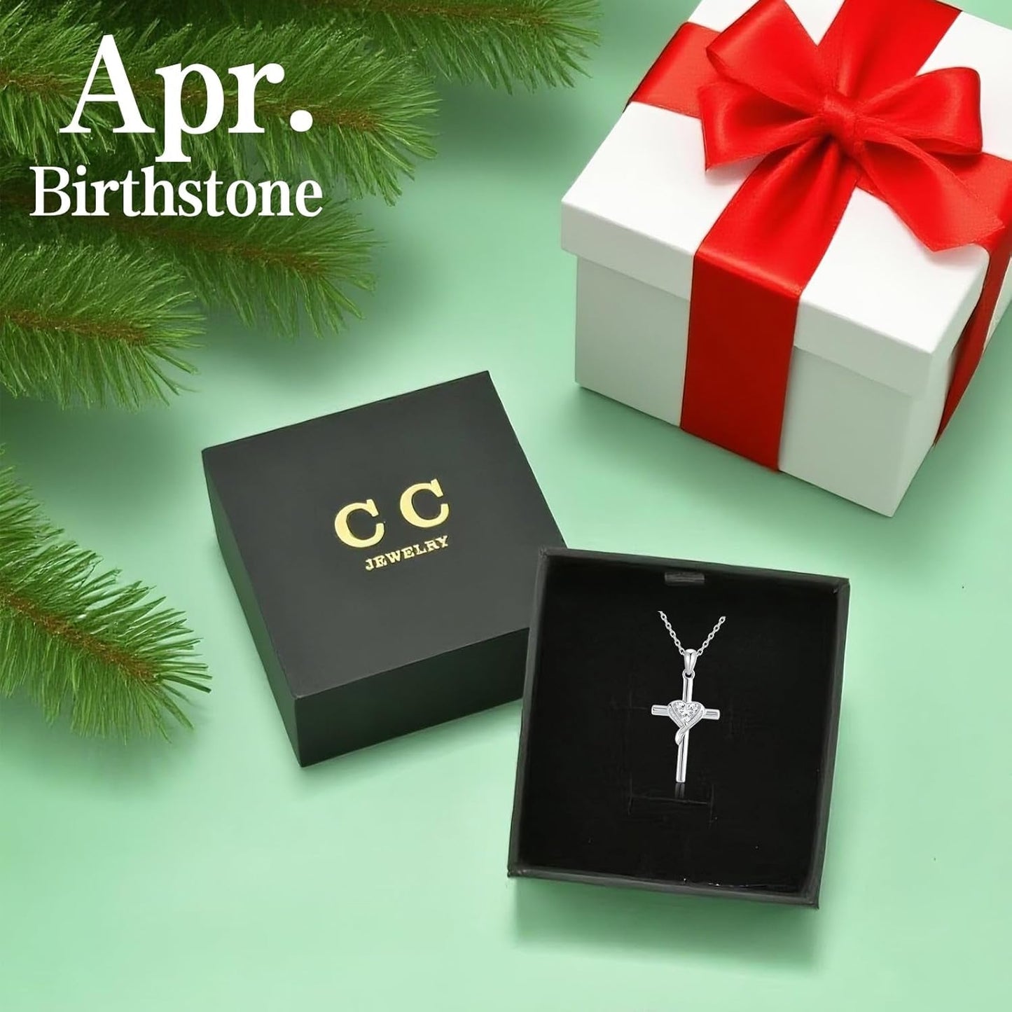 Valentines Day Gifts Cross Necklace for Women 925 Sterling Silver Birthstone Cross Pendant Necklace Cross Jewelry Gifts for Women Mother Wife on Birthday Mother'S Day
